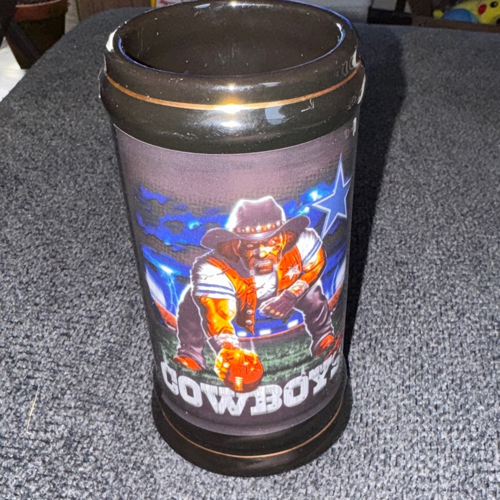 Vintage Dallas Cowboys NFL Graphic Ceramic Beer Stein Tall Cup Mug